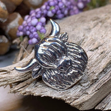 Load image into Gallery viewer, Highland Cow Pin, Scotland Jewelry, Nature Jewelry, Gift for Her, Scotland Cow Brooch, Highland Cow Brooch, Animal Lover, Rancher Gift