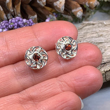 Load image into Gallery viewer, Celtic Earrings, Celtic Knot Jewelry, Birthstone Post Earrings, Boho Earrings, Anniversary Gift, Irish Jewelry, Scottish Jewelry, Wife Gift