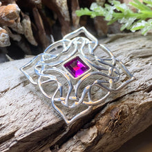 Load image into Gallery viewer, Celtic Brooch, Irish Crystal Pin, Irish Jewelry, Scottish Brooch, Celtic Pin, Ireland Gift, Plaid Pin, Tartan Pin, Wiccan Jewelry, Wife Gift