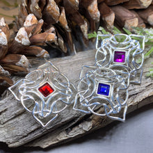 Load image into Gallery viewer, Celtic Brooch, Irish Crystal Pin, Irish Jewelry, Scottish Brooch, Celtic Pin, Ireland Gift, Plaid Pin, Tartan Pin, Wiccan Jewelry, Wife Gift