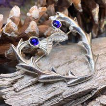 Load image into Gallery viewer, Thistle Pin, Celtic Jewelry, Scottish Brooch, Celtic Brooch, Outlander Jewelry, Kilt Pin, Scotland Pin, Flower Brooch, Plaid Pin, Tartan Pin