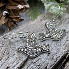 Load image into Gallery viewer, Celtic Dove Earrings, Irish Jewelry, Scotland Jewelry, Mom Birthday Gift, Anniversary Gift, Religious Jewelry, Nature Jewelry, Bird Jewelry