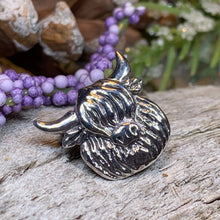 Load image into Gallery viewer, Highland Cow Pin, Scotland Jewelry, Nature Jewelry, Gift for Her, Scotland Cow Brooch, Highland Cow Brooch, Animal Lover, Rancher Gift