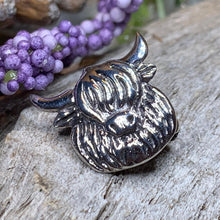 Load image into Gallery viewer, Highland Cow Pin, Scotland Jewelry, Nature Jewelry, Gift for Her, Scotland Cow Brooch, Highland Cow Brooch, Animal Lover, Rancher Gift