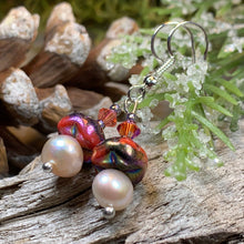 Load image into Gallery viewer, Sunlit Pearl Earrings, Crystal Jewelry, Pink Long Earrings, Beaded Drop Earrings, Mom Gift, Sister Gift, Friendship Gift, Nature Jewelry