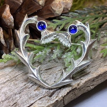 Load image into Gallery viewer, Thistle Pin, Celtic Jewelry, Scottish Brooch, Celtic Brooch, Outlander Jewelry, Kilt Pin, Scotland Pin, Flower Brooch, Plaid Pin, Tartan Pin