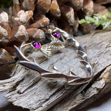 Load image into Gallery viewer, Thistle Pin, Celtic Jewelry, Scottish Brooch, Celtic Brooch, Outlander Jewelry, Kilt Pin, Scotland Pin, Flower Brooch, Plaid Pin, Tartan Pin