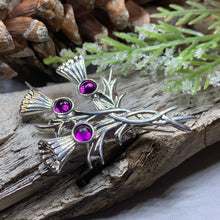 Load image into Gallery viewer, Thistle Pin, Celtic Jewelry, Scotland Jewelry, Celtic Brooch, Outlander Jewelry, Kilt Pin, Celtic Pin, Flower Brooch, Ladies Scottish Gift