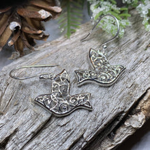 Load image into Gallery viewer, Celtic Dove Earrings, Irish Jewelry, Scotland Jewelry, Mom Birthday Gift, Anniversary Gift, Religious Jewelry, Nature Jewelry, Bird Jewelry