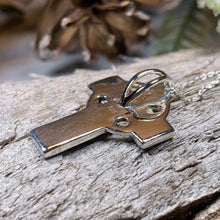 Load image into Gallery viewer, Celtic Cross Necklace, Celtic Dove Jewelry, Scotland Jewelry, Silver Cross, Mom Gift, Anniversary Gift, Religious Jewelry, Celtic Cross Gift