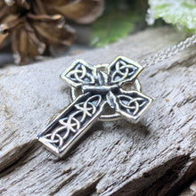 Load image into Gallery viewer, Celtic Cross Necklace, Celtic Dove Jewelry, Scotland Jewelry, Silver Cross, Mom Gift, Anniversary Gift, Religious Jewelry, Celtic Cross Gift