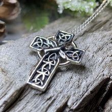 Load image into Gallery viewer, Celtic Cross Necklace, Celtic Dove Jewelry, Scotland Jewelry, Silver Cross, Mom Gift, Anniversary Gift, Religious Jewelry, Celtic Cross Gift