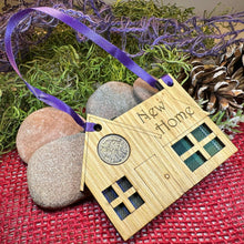 Load image into Gallery viewer, New Home Gift, Lucky Sixpence, Scotland Gift, First Home Gift, Tartan Gift, Christmas Ornament, Good Luck Gift, Oak Wood Plaque, Scottish