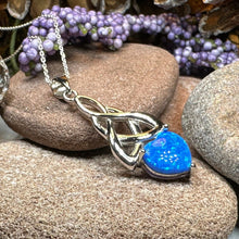 Load image into Gallery viewer, Celtic Knot Necklace, Mother's Knot Pendant, Fire Opal Jewelry, Irish Necklace, Scottish Jewelry, October Birthstone, Ireland Gift, New Mom
