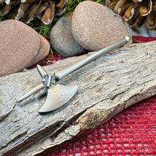 Load image into Gallery viewer, Medieval Battle Axe Kilt Pin, Pole Axe Pin, Scotland Kilt Pin, Scottish Brooch, Sword Brooch, Viking Pin, Scotland Gift, Dad Gift