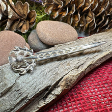 Load image into Gallery viewer, Scottish Thistle Kilt Pin, Celtic Brooch, Thistle Jewelry, Groom Gift, Scotland Jewelry, Silver Pin, Celtic Pin, Bagpiper Gift, Tartan Pin