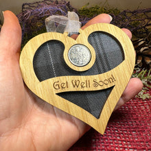 Load image into Gallery viewer, Get Well Gift, Lucky Sixpence, Scotland Gift, Thinking of You, Tartan Gift, Christmas Ornament, Good Luck Gift, Oak Wood Plaque, Recovery