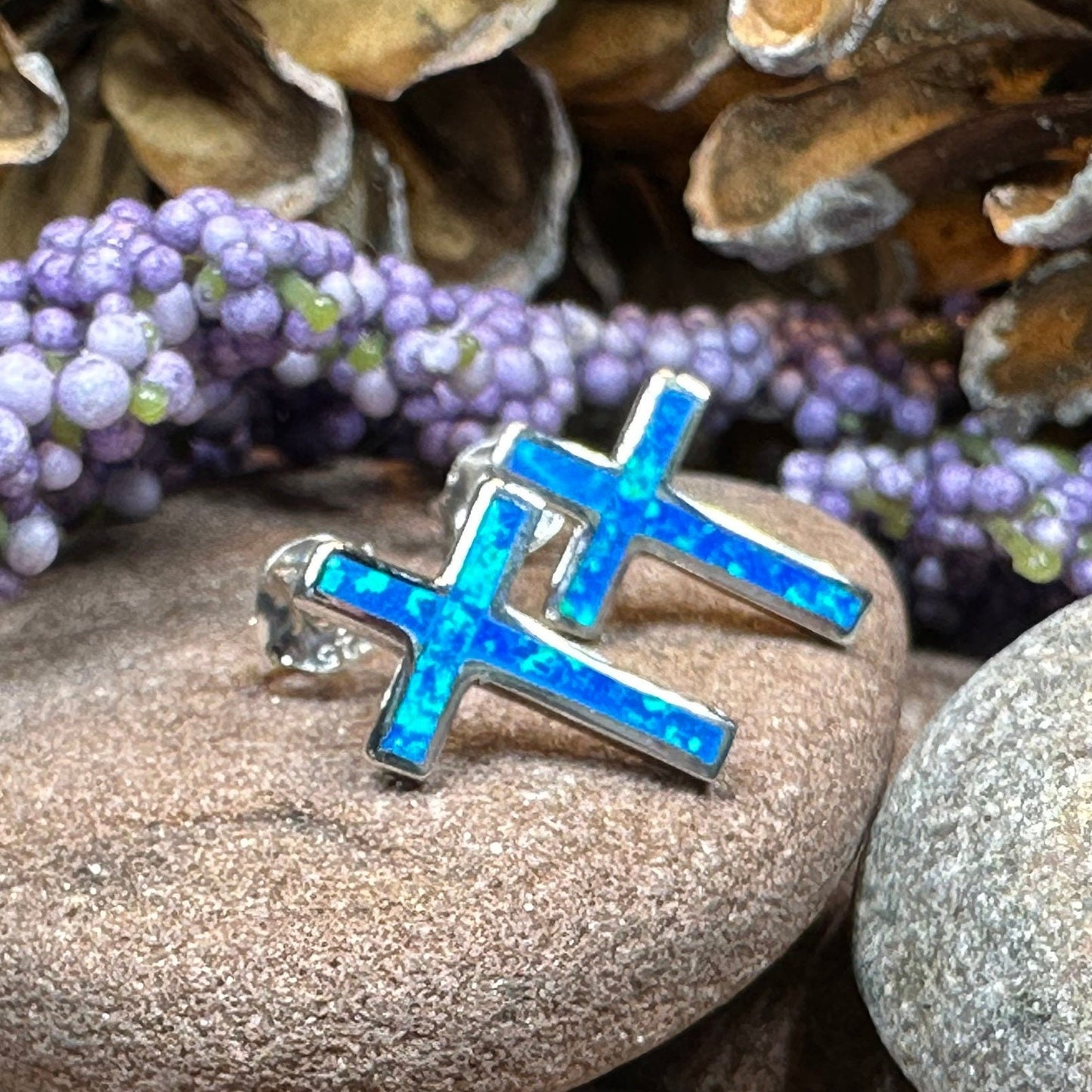 Cross Earrings, Opal Jewelry, Stud Earrings, First Communion Gift, Bridal Post Earrings, Confirmation Gift, Religious Gift, Cross Jewelry