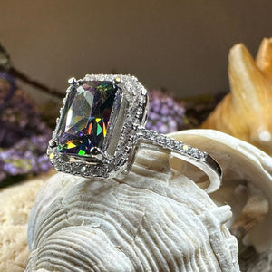Royal Scottish Ring, Engagement Ring, Scotland Ring, Mystic Topaz Boho Ring, Celtic Knot Jewelry, Anniversary Gift, Ladies Promise Ring