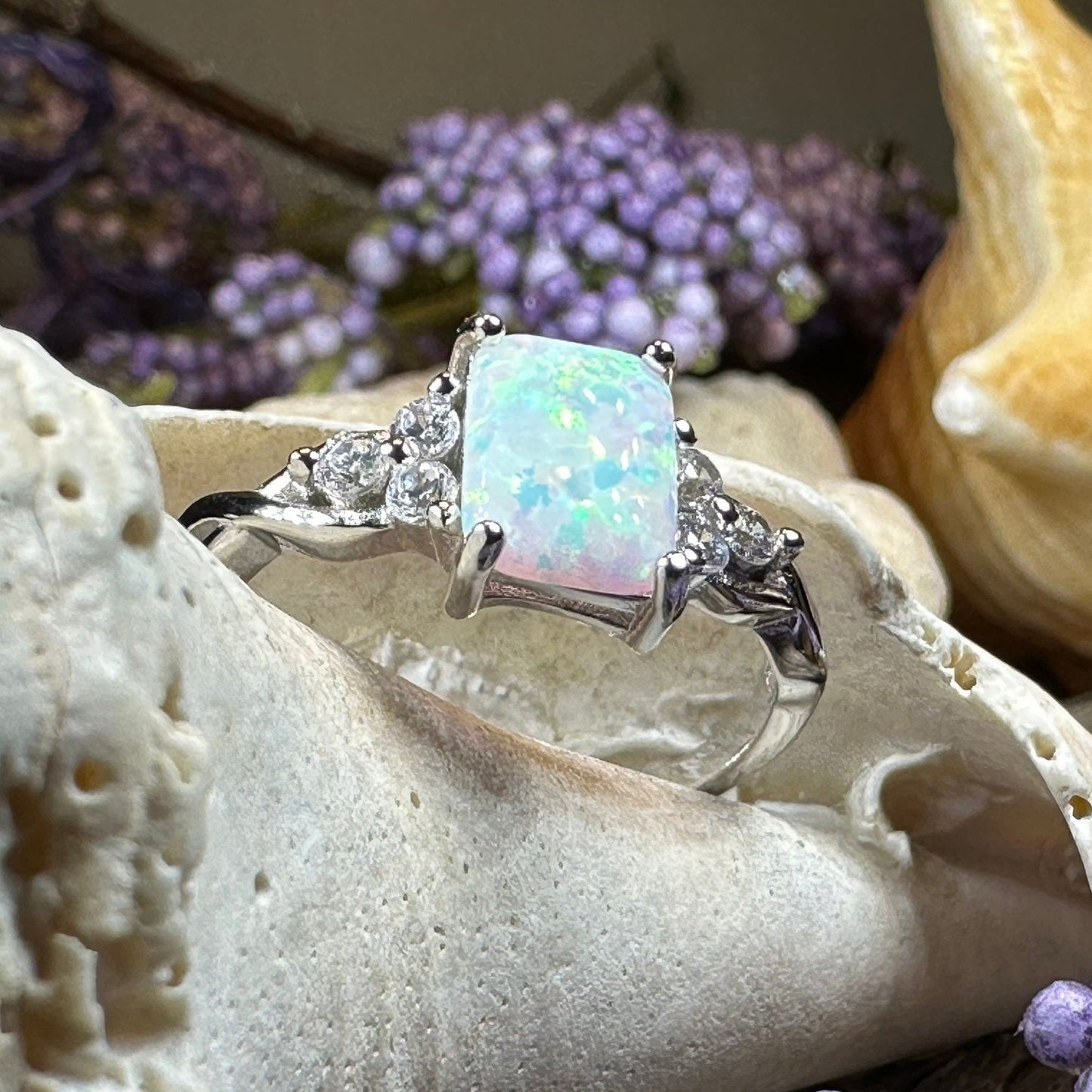 Opal Celtic Ring, Celtic Ring, Opal Engagement Ring, Silver Opal Ring, Anniversary Gift, Cocktail Ring, Birthstone Ring, Wife Gift, Mom Gift