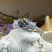 Load image into Gallery viewer, Scottish Eternity Ring, Engagement Ring, Promise Ring, Mystic Topaz Boho Ring, Celtic Knot Jewelry, Anniversary Gift, Ladies Large Ring