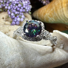 Load image into Gallery viewer, Celtic Engagement Ring, Engagement Ring, Promise Ring, Mystic Topaz Boho Ring, Celtic Knot Jewelry, Anniversary Gift, Ladies Cocktail Ring