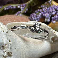 Load image into Gallery viewer, Claddagh Ring, Dainty Celtic Ring, Tiny Irish Ring, Celtic Knot Jewelry, Sterling Silver, Girlfriend Gift, Anniversary Gift, Minimalist Ring