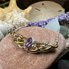 Load image into Gallery viewer, Celtic Necklace, Love Knot Jewelry, Celtic Knot Necklace, Irish Jewelry, Wife Gift, Girlfriend Gift, Amethyst Jewelry, Gold Scottish Jewelry