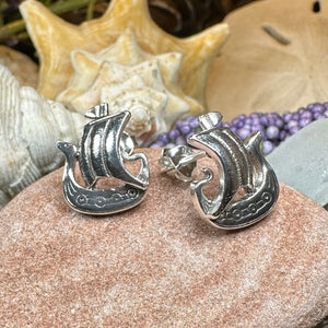 Viking Ship Earrings, Norse Jewelry, Nautical Post Earrings, Nordic Jewelry, Celtic Jewelry, Pirate Jewelry, Anniversary Gift, Pagan Jewelry