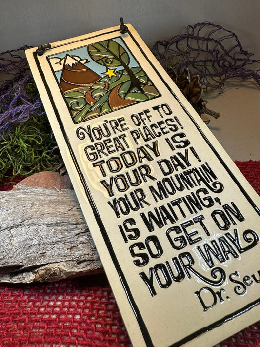 Mountain Wall Art, Encouragement Gift, Ceramic Wall Plaque, New Home Gift, Graduation Gift, Wedding Gift, Teenager Gift, New Job Gift