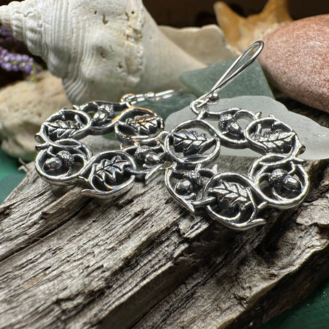 Load image into Gallery viewer, Oak Leaf Earrings, Celtic Jewelry, Acorn Jewelry, Ireland Gift, IrishJewelry, Scotland Jewelry, Leaf Jewelry, Woodland Gift, Graduation Gift