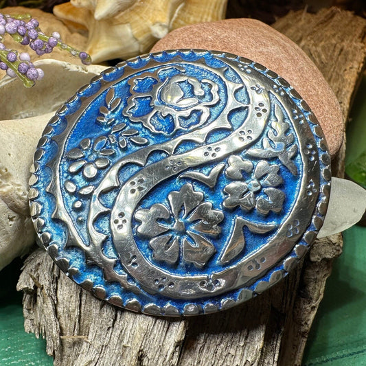 Celtic Knot Brooch, Celtic Paisley Pin, Scottish Jewelry, Mom Gift, Sister Gift, Girlfriend Gift, Wife Gift, Ireland Pin, Blue Enamel Brooch