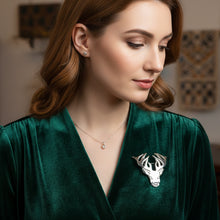 Load image into Gallery viewer, Stag Brooch, Scotland Jewelry, Scottish Pin, Hunter Gift, Stag Pin, Scottish Kilt Pin, Animal Jewelry, Pewter Scotland Pin, Tartan Pin