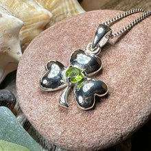 Load image into Gallery viewer, Shamrock Necklace, Clover Jewelry, Irish Jewelry, Peridot Necklace, Anniversary Gift, Good Luck Jewelry, Friendship Gift, Celtic Necklace