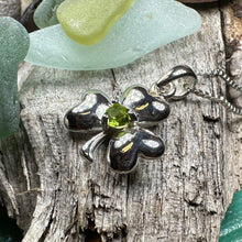 Load image into Gallery viewer, Shamrock Necklace, Clover Jewelry, Irish Jewelry, Peridot Necklace, Anniversary Gift, Good Luck Jewelry, Friendship Gift, Celtic Necklace