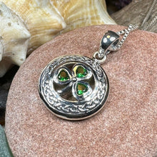 Load image into Gallery viewer, Shamrock Necklace, Clover Pendant, Irish Necklace, Irish Gift, Anniversary Gift, Emerald Ireland Jewelry, Friendship Gift, Celtic Necklace