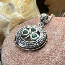 Load image into Gallery viewer, Shamrock Necklace, Clover Pendant, Irish Necklace, Irish Gift, Anniversary Gift, Emerald Ireland Jewelry, Friendship Gift, Celtic Necklace