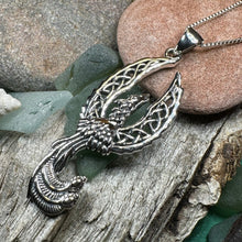 Load image into Gallery viewer, Phoenix Necklace, Celtic Jewelry, Bird Pendant, Firebird Jewelry, Inspirational Gift, Pagan Jewelry, Viking Jewelry, Gothic Jewelry