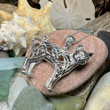 Load image into Gallery viewer, Cat Necklace, Celtic Jewelry, Irish Jewelry, Cat Lover Gift, Cat Mom Gift, Anniversary Gift, Animal Necklace, Nature Necklace