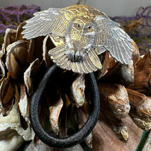 Load image into Gallery viewer, Owl Ponytail Holder, Full Moon Jewelry, Norse Jewelry, Celtic Hair Clip, Viking Jewelry, Graduation Gift, Retirement Gift, Mom Gift