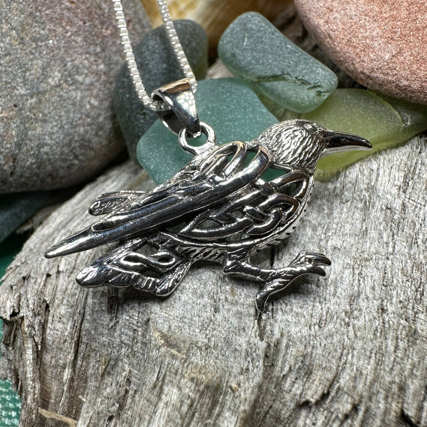 Raven Necklace, Wiccan Jewelry, Crow Pendant, Black Bird Pendant, Bird Jewelry, Pagan Jewelry, Nature Lover, Poe Jewelry, Gothic Jewelry