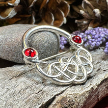 Load image into Gallery viewer, Celtic Brooch, Irish Red Pin, Irish Jewelry, Scottish Brooch, Celtic Pin, Ireland Gift, Plaid Pin, Tartan Pin, Wiccan Jewelry, Wife Gift