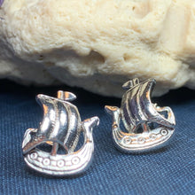 Load image into Gallery viewer, Viking Ship Earrings, Norse Jewelry, Nautical Post Earrings, Nordic Jewelry, Celtic Jewelry, Pirate Jewelry, Anniversary Gift, Pagan Jewelry