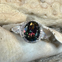 Load image into Gallery viewer, Scottish Lady Celtic Ring, Engagement Ring, Scotland Ring, Mystic Topaz Boho Ring, Celtic Knot Jewelry, Anniversary Gift, Girls Promise Ring