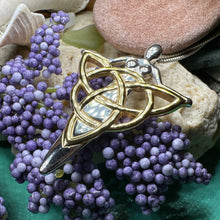 Load image into Gallery viewer, Goddess Necklace, Trinity Knot Pendant, Celtic Jewelry, Danu Pendant, Anniversary Gift, Wiccan Jewelry, Pagan Jewelry, Triquetra Jewelry