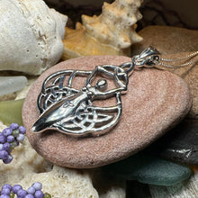 Load image into Gallery viewer, Danu Necklace, Trinity Knot Pendant, Celtic Jewelry, Goddess Pendant, Irish Jewelry, Wiccan Jewelry, Pagan Jewelry, Silver Celestial Jewelry