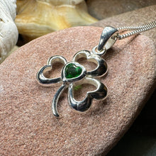 Load image into Gallery viewer, Shamrock Necklace, Clover Pendant, Irish Necklace, Irish Gift, Anniversary Gift, Emerald Ireland Jewelry, Friendship Gift, Celtic Necklace