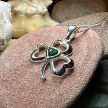 Load image into Gallery viewer, Shamrock Necklace, Clover Pendant, Irish Necklace, Irish Gift, Anniversary Gift, Emerald Ireland Jewelry, Friendship Gift, Celtic Necklace