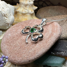 Load image into Gallery viewer, Shamrock Necklace, Clover Pendant, Irish Necklace, Irish Gift, Anniversary Gift, Emerald Ireland Jewelry, Friendship Gift, Celtic Necklace