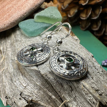 Load image into Gallery viewer, Emerald Shamrock Earrings, Celtic Jewelry, Irish Jewelry, Clover Jewelry, Ireland Gift, Anniversary Gift, Wife Gift, Girlfriend Gift